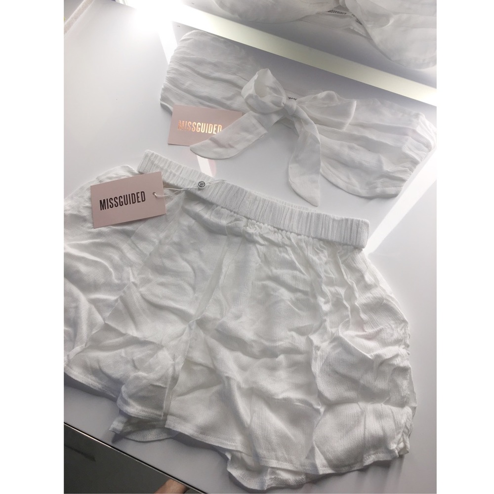 White Beach Bandeau Top + Shorts Set